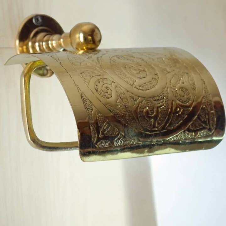 Moroccantastics - Wholesale Toilet Paper Holder - Handcrafted Solid Brass Toilet Paper Holder - Elegant Powder Room Roll Holder4