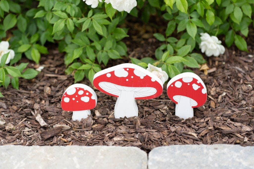 Devanie At Home (Formerly Adams & Co.) - Wholesale Decorative Tabletop Object - 45154 - 7x6 chunky wd shp set/3 (MUSHROOMS) PIXIE CLEARANCE