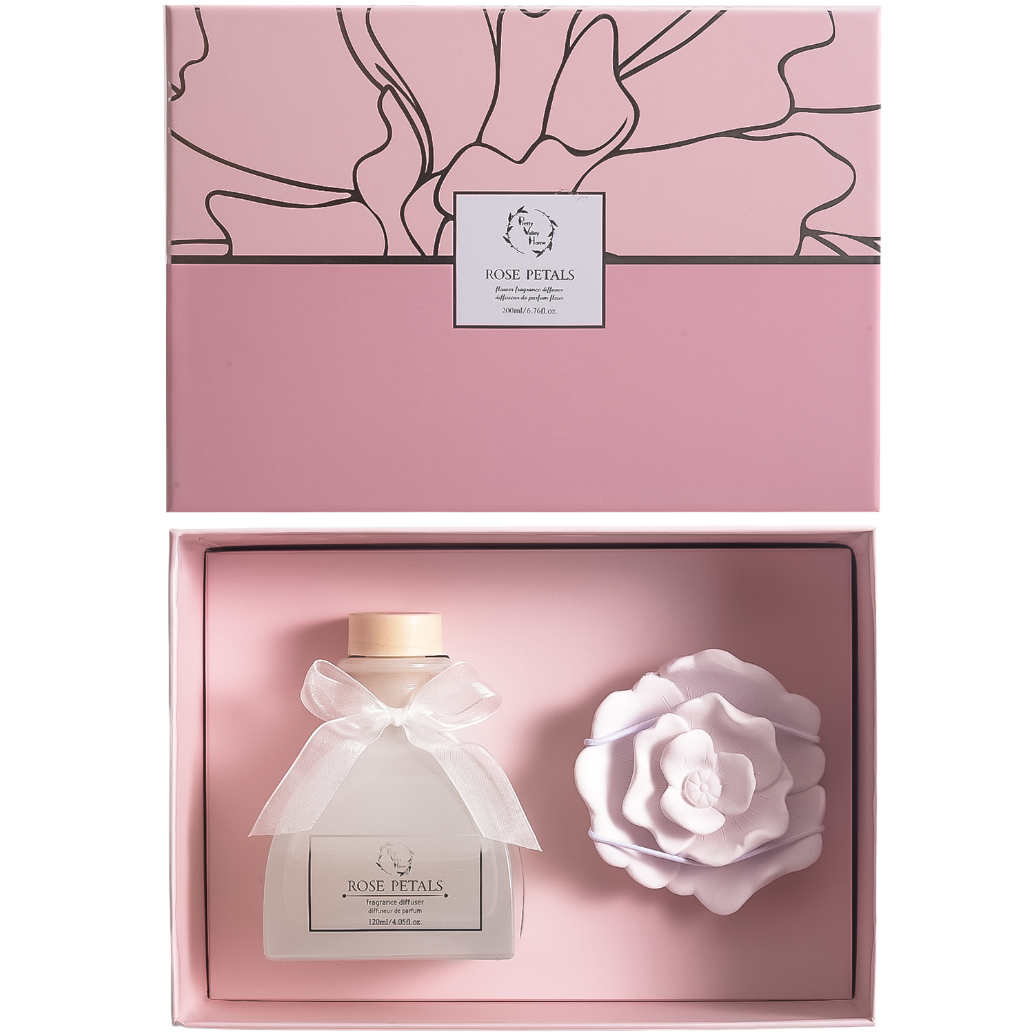 Pretty Valley Home – Großhandel Reed-Diffusor – Neu (2025) - 6,8 Oz Diffusor-Sets Sunshine Gifts - Rosenblätter3