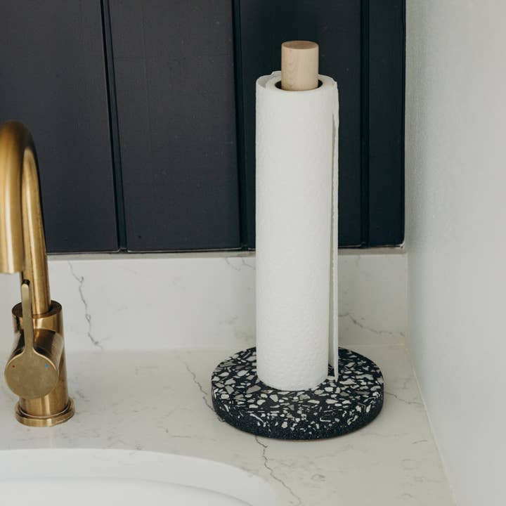 pretti.cool - Wholesale Paper Towel Holder - Paper Towel Holder | Chunky Black Terrazzo1