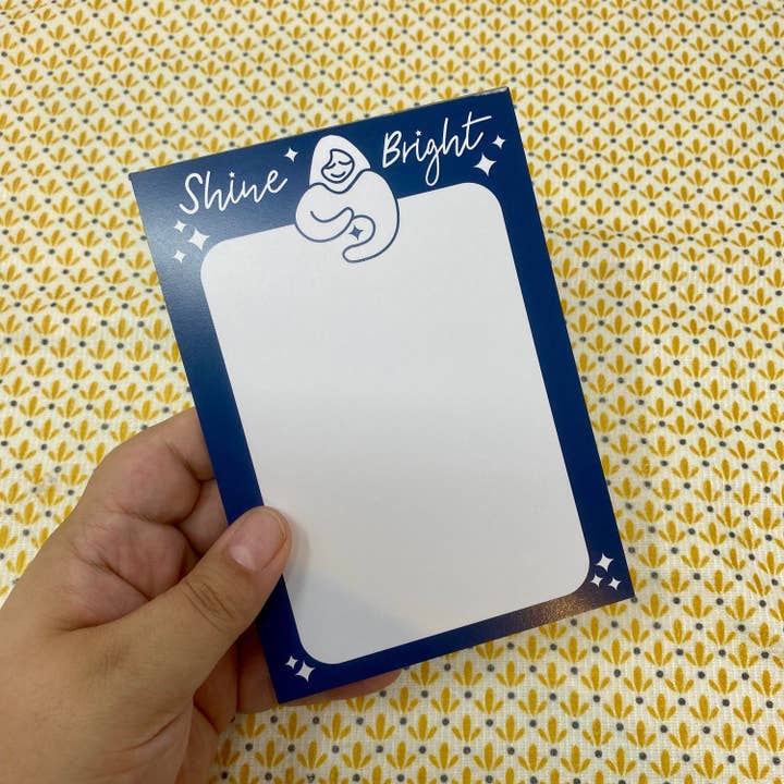 Bloco de notas Shine Bright Celestial Goddess A6 - Bloco de notas ilustrado com 50 folhas rasgáveis - Bloco de notas azul com estrelas por atacado de Wish Art Studios