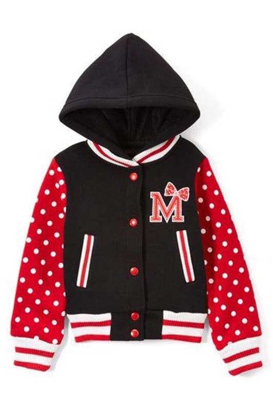 Unik – wholesale Varsity- och baseballjackor – Dam – Flickors Prickiga Varsity Fleece Huvtröja Jacka 2-42