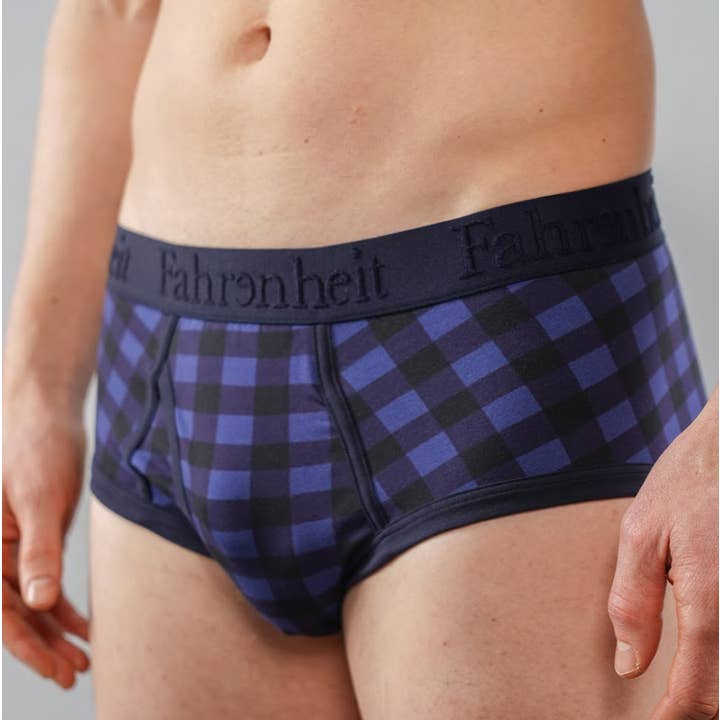 Wayne Brief | Ropa interior de algodón Blue Buffalo Check para hombre para venta al por mayor de Fahrenheit