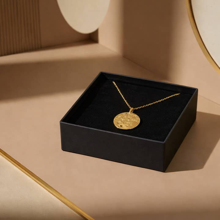 Gold Lunar - Vente Colliers à pendentif - Collier Chaîne à Disques Martelés en Fusion Plaqué Or 18k1