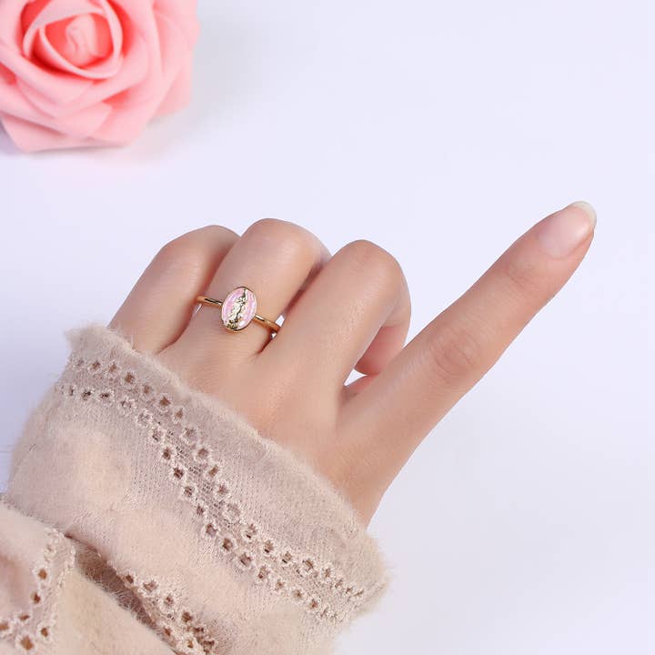 Aim Eternal - Wholesale Band/Stacked Ring - Dainty Minimalist Colorful Holy Mary Gold Adjustable Ring5