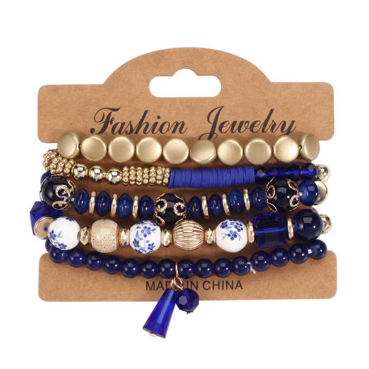 NINEXIS - Wholesale Jewelry Set - CWAJE05695_BOHO CRYSTAL PENDANT MULTI LAYER ELASTIC BRACELET5