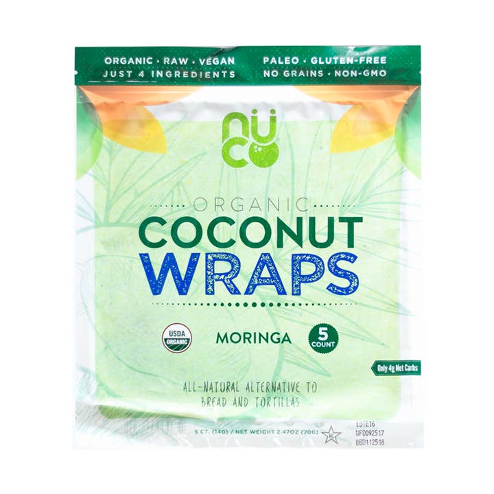 Organic Coconut Wraps (Moringa) 5 Count Pack for wholesale by NUCO