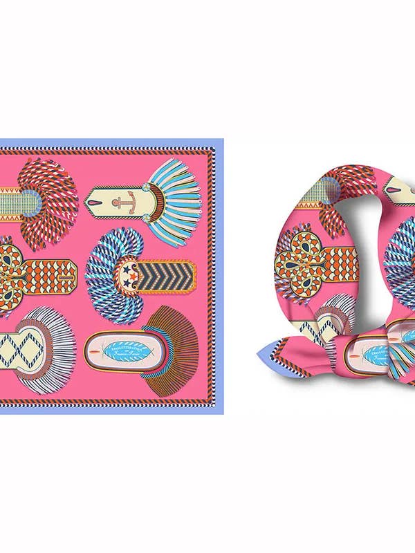 Sciarpa stampata con nappine rosa per la vendita all'ingrosso da parte di KMs GEMs