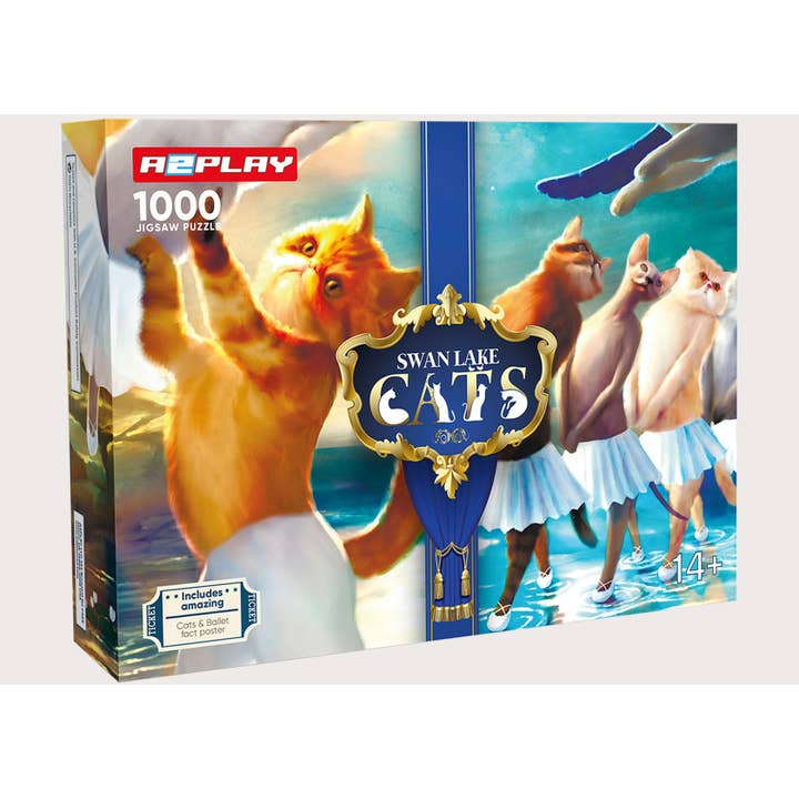 A2PLAY - Wholesale Puzzle - Adult - 1000 Piece Jigsaw Puzzle, Swan Lake Cats