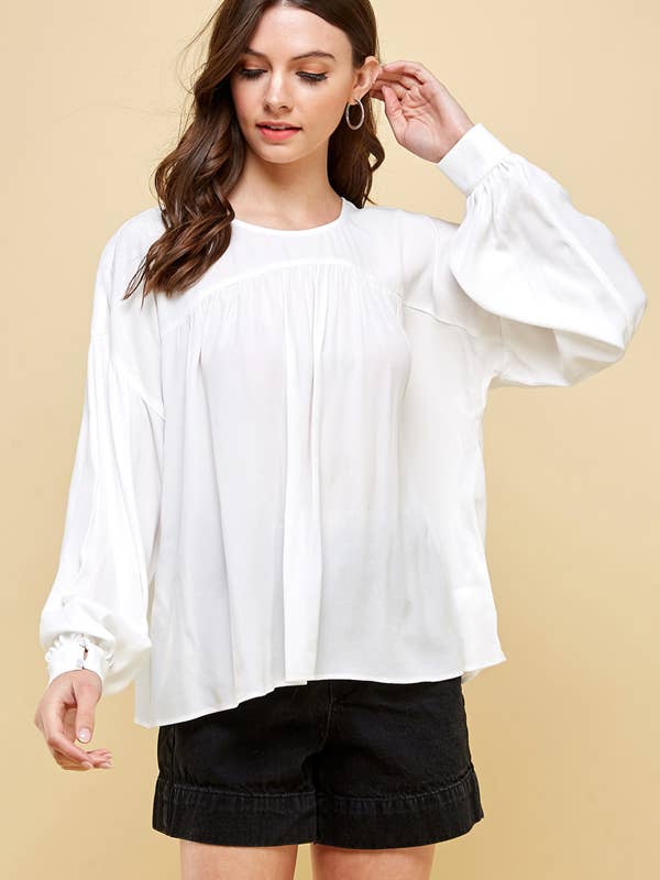 White Shirred Top - White for wholesale by PINCH