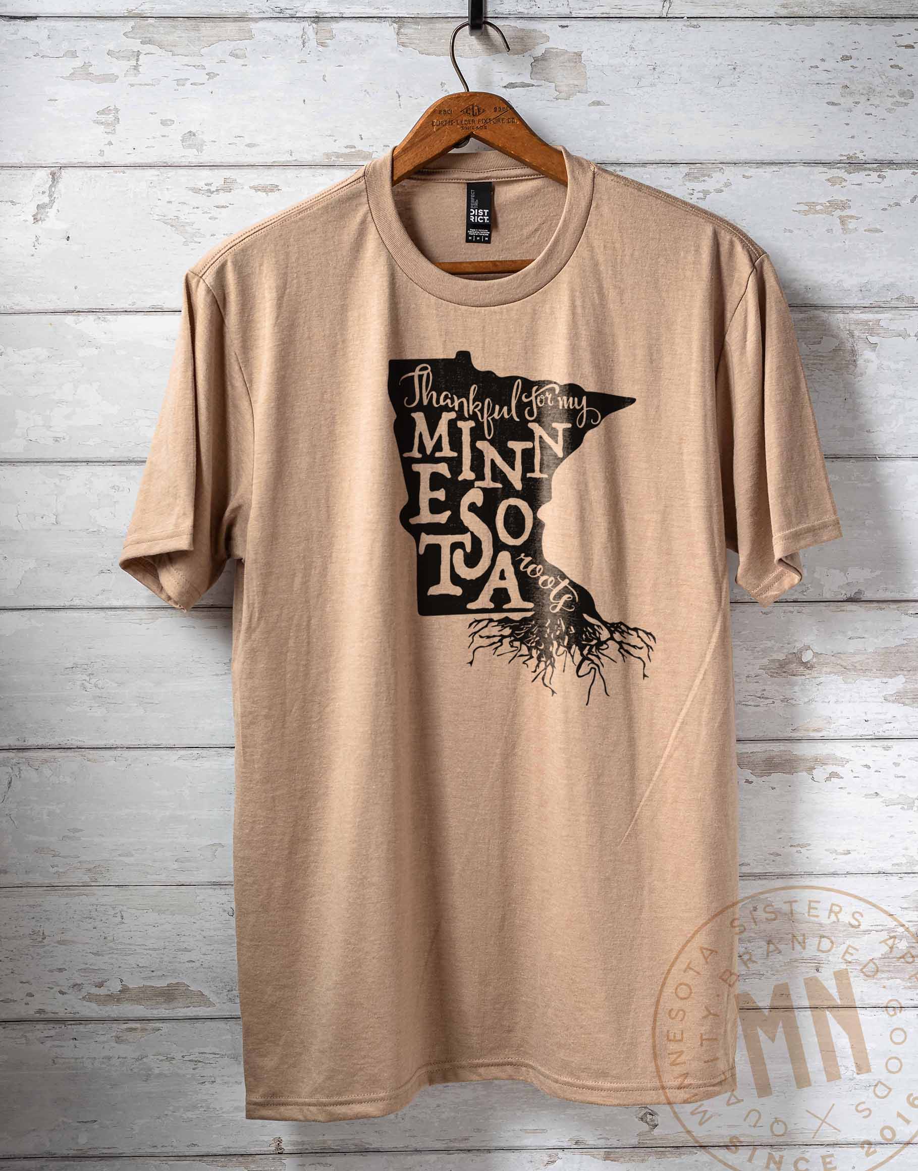 Minnesota Sisters - Wholesale Screen Printed T-Shirt - Unisex - Thankful for My Minnesota Roots T-Shirt with State Graphic5
