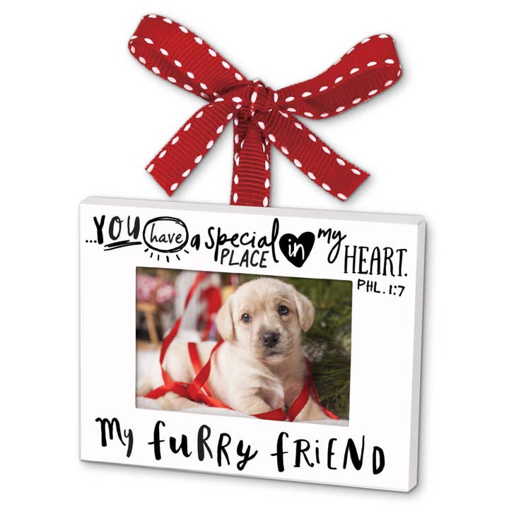 Dicksons - Wholesale Ornament - 🎄LCP Ornament Frame Furry Friend Ribbon Hang0