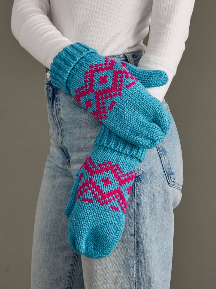 Blue & Speckled Patterned Mittens for wholesale by Panache Apparel Co.
