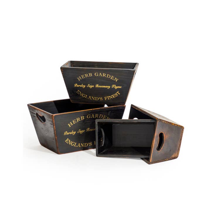 McGowan & Rutherford Ltd – suporte para vasos de plantas por atacado – Conjunto de 4 Plantadores de Jardim de Ervas de Madeira Antigas1