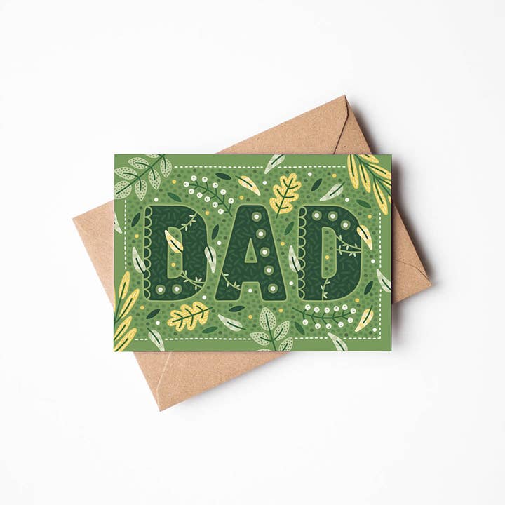 Jess A Little Creative - Wholesale Father's Day Card - Green Botanical Leaves Nature Theme Father's Day Card