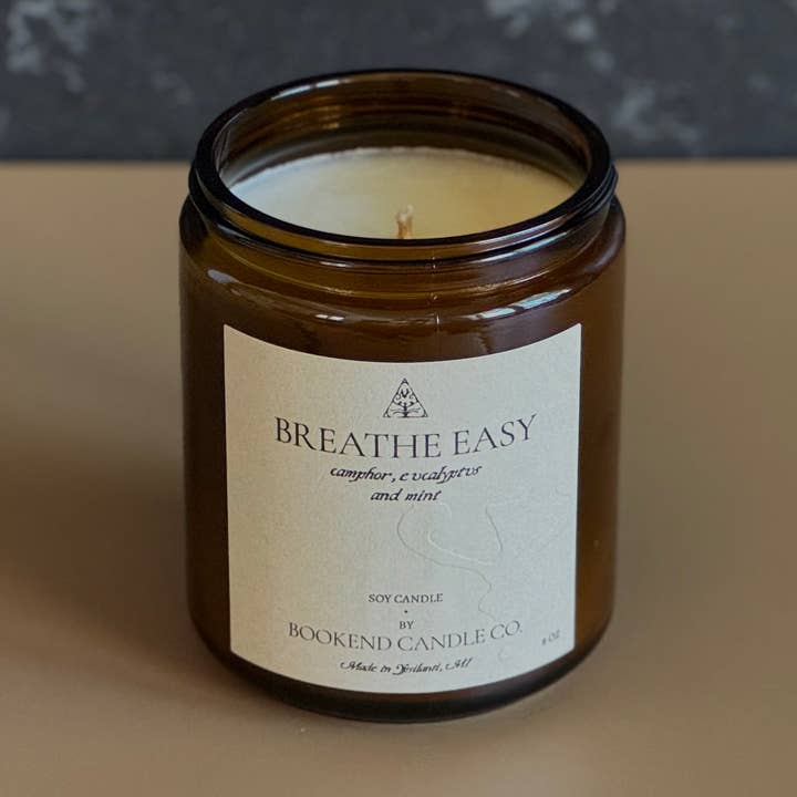 Breathe Easy Soy Candle for wholesale by Bookend Candle Co.