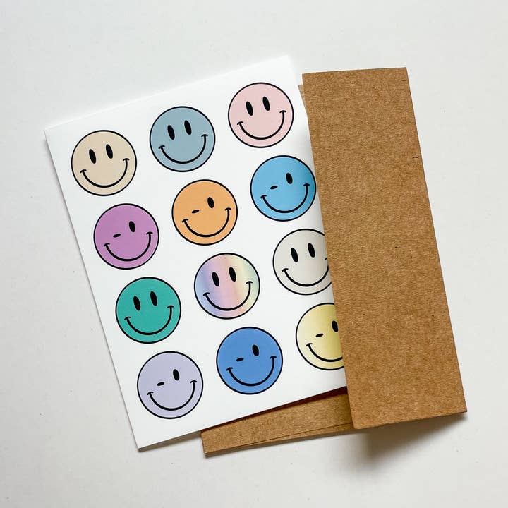 Carte-cadeau Smile Wink Face, carte de vœux amusante et tendance pour la vente par Iome