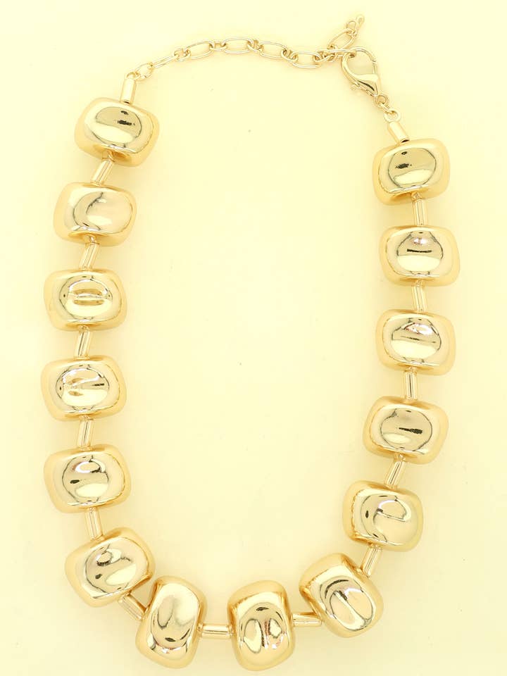 Gold Tone Chunky Nugget Choker Necklace for wholesale by SP Sophia Collection