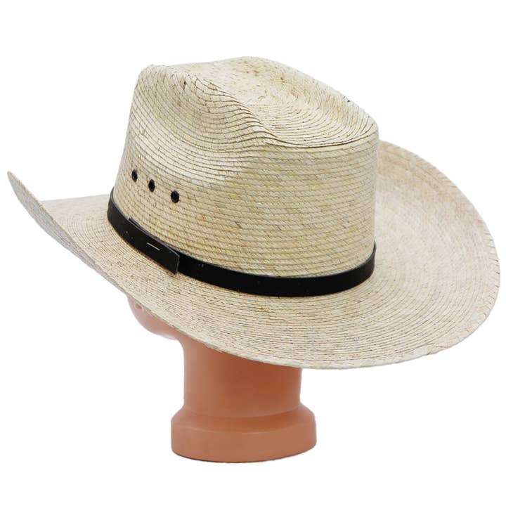 Cap Zone - Wholesale Cowboy Hat - Kids - Kids Biggs Crown Palm Leaf Straw Cowboy Hat
