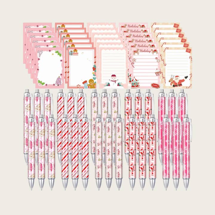 Rosa Weihnachts-Notizblock- und Stiftsets für den Großhandel von Ella Blue