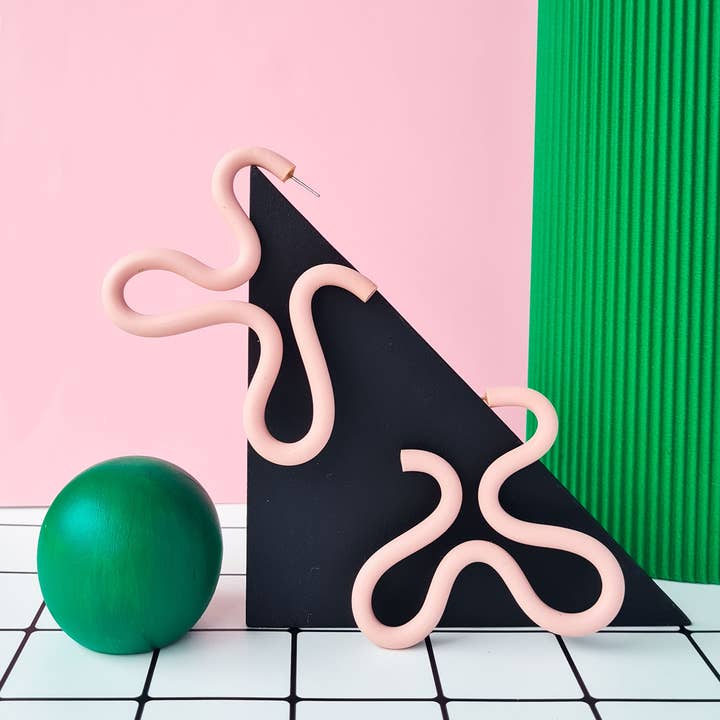 Mono - Wholesale Hoop Earrings - polymer clay squiggle earrings in 8 different colors. 9