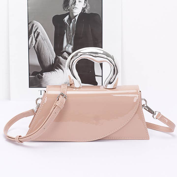 Faux Leather Metal Handle Flap Bag for wholesale by 3AM BY H&D ACCESSORIES