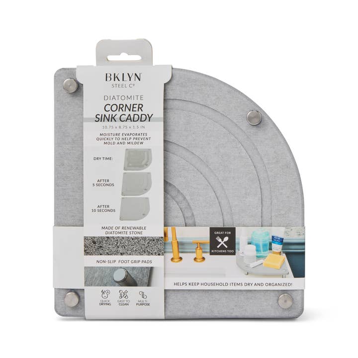 Core Home - Wholesale Bath Caddy - Corner Diatomite Sink Caddy - Hail