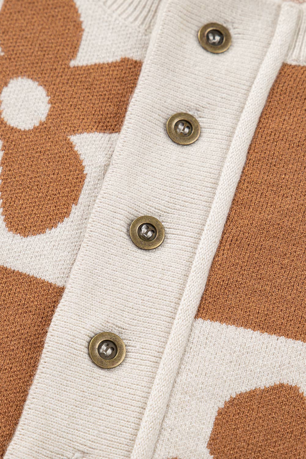 PartyEight - Wholesale Knit Sweater - Women's - Flower Plaid Henley Baggy Sweater4