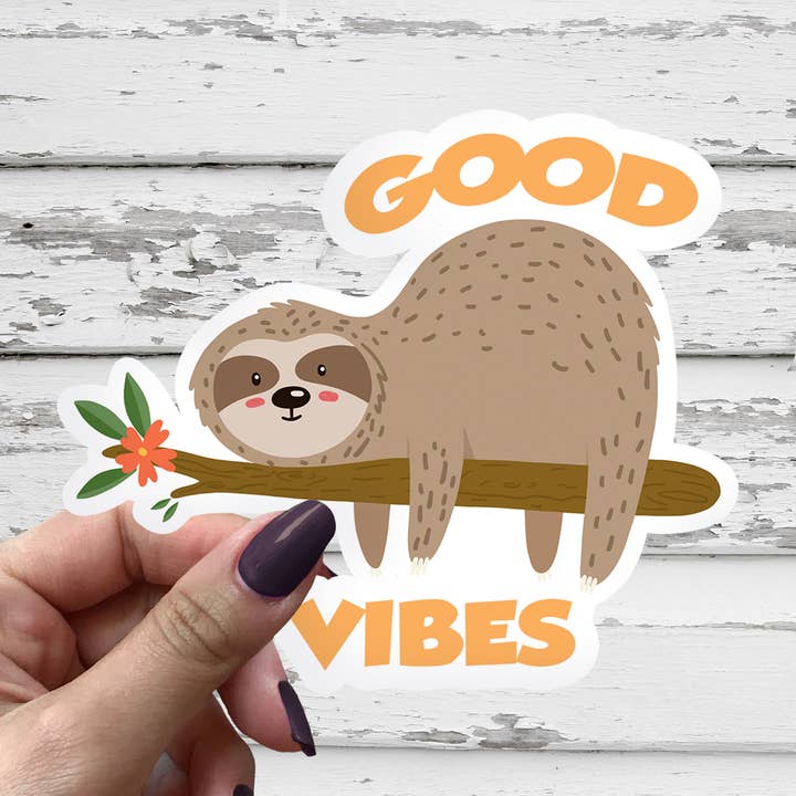 Sloth Good Vibes Klistermärke Metafysisk Avsikt Vinyl för wholesale av London Luxury Candles