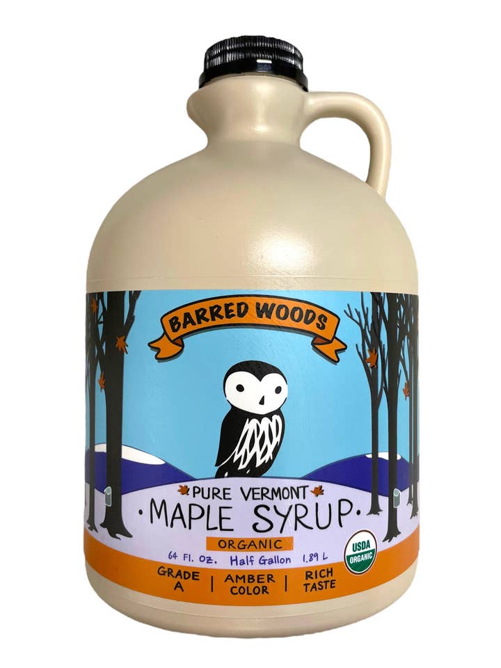 Pure Organic Vermont Maple Syrup - Half Gallon-Grade A Amber for wholesale by Barred Woods Maple