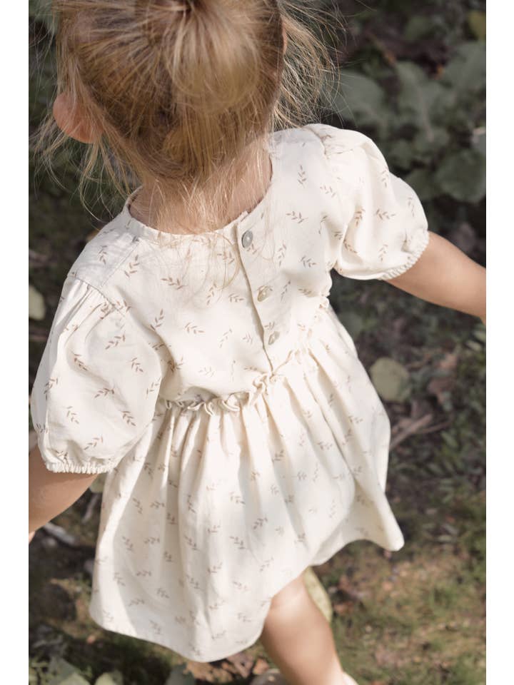 Eli & Nev (we cover U.S. import duties) - Vente Robe – bébé - Robe d'été fleurie pour petite fille beige 100% coton OEKO-TEX12