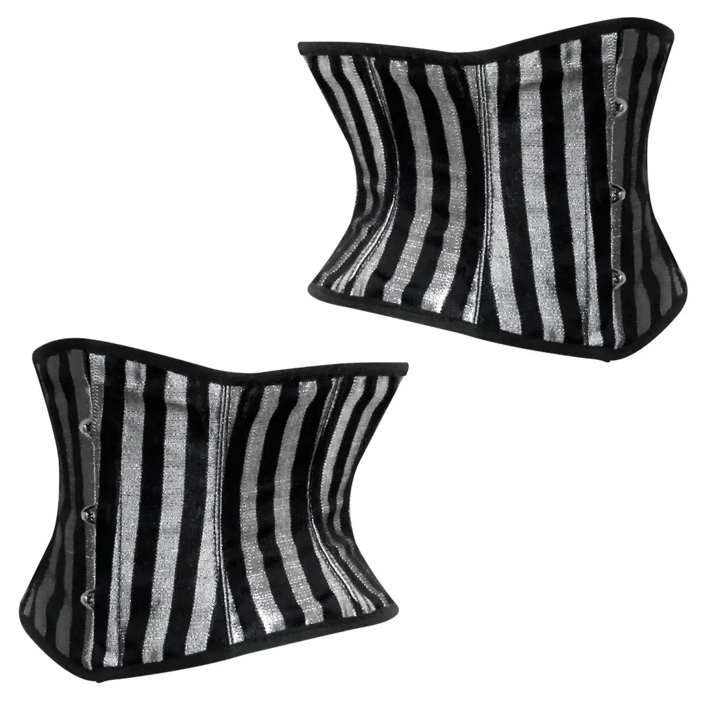 Attire Fashion Club - Vente Corset – femme - Corset en brocart argent sur mesure - Ajustement et design personnalisés4