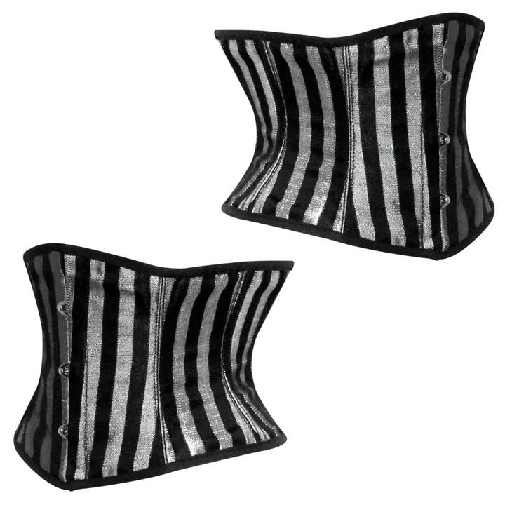 Attire Fashion Club - Vente Corset – femme - Corset en brocart argent sur mesure - Ajustement et design personnalisés4