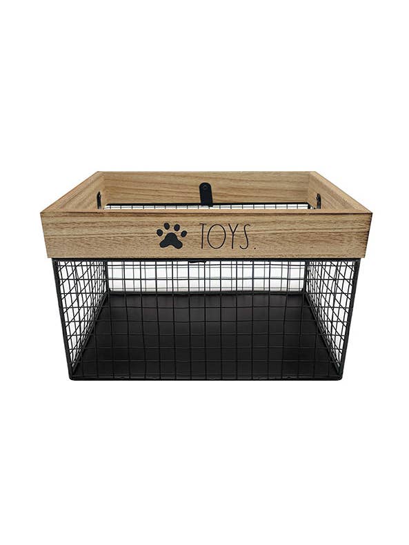 Rae Dunn ”leksaker” metall och trä korg för wholesale av DesignStyles Home