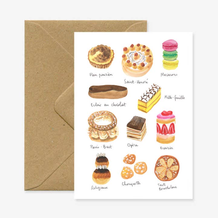 A6 double card "Pastries" for wholesale by Marina Vandel