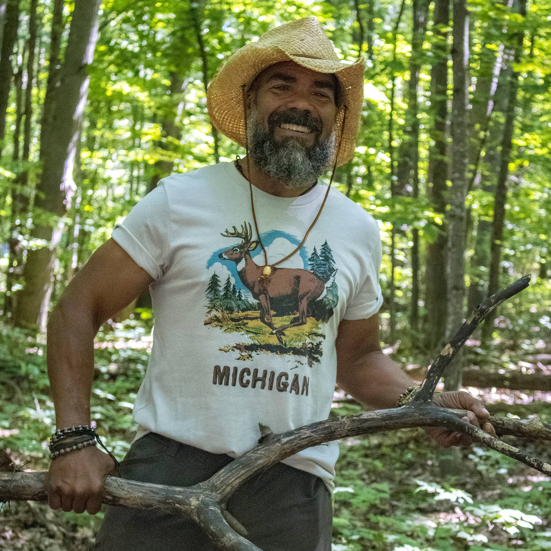 Peninsulas - Wholesale Screen Printed T-Shirt - Unisex - Michigan Deer T-Shirt3