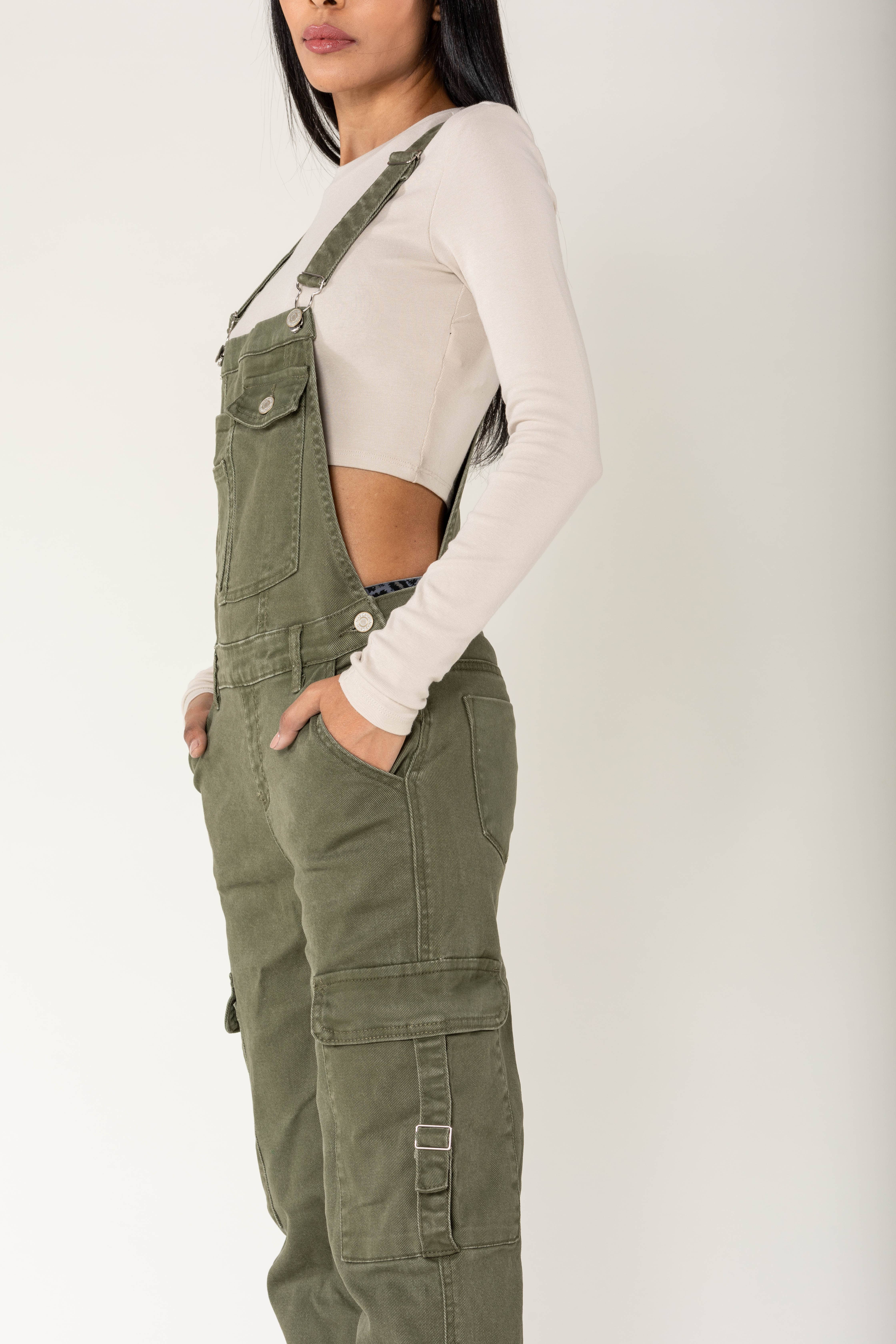 Nina Carter - Wholesale Overalls - Women's - Nina Carter Cargo Denim Stretch Denim Overalls S56017