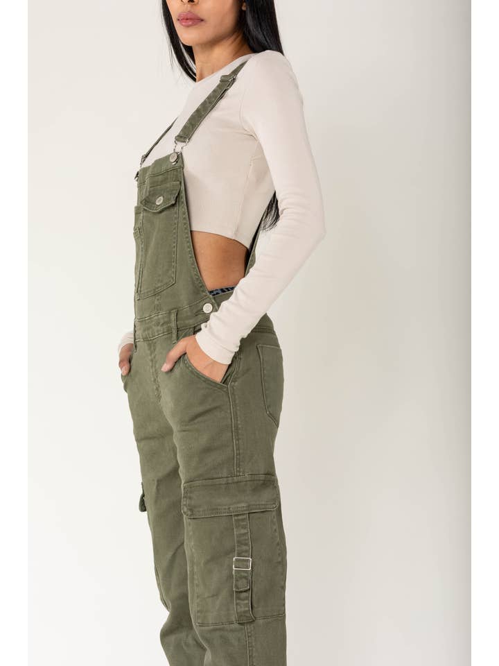 Nina Carter - Wholesale Overalls - Women's - Nina Carter Cargo Denim Stretch Denim Overalls S56017