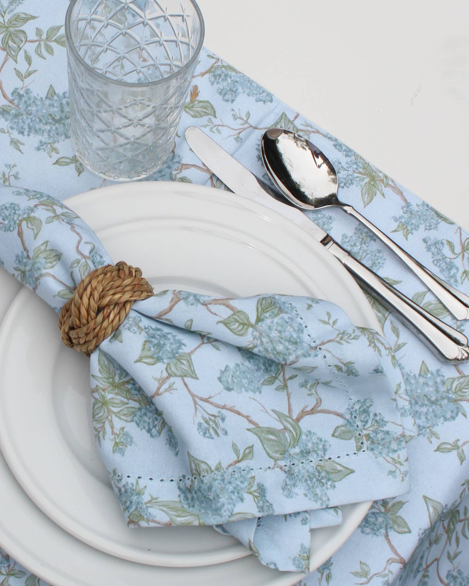 Hyacinth Blue Floral Table Runner for Weddings and Holidays  for wholesale on Faire2