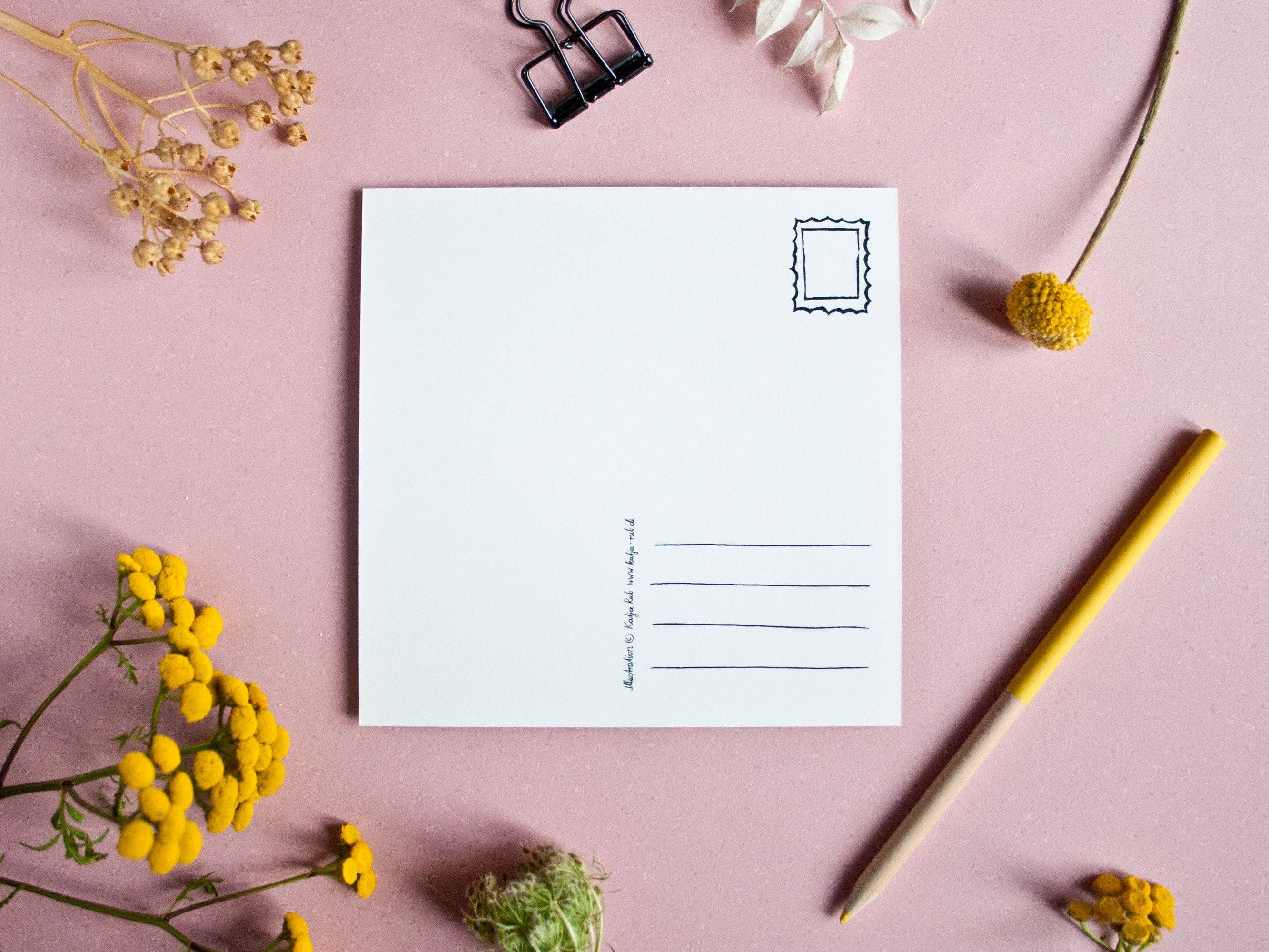 Katja Rub - Wholesale Postcard - Square Postcard Cat & Goldfish2