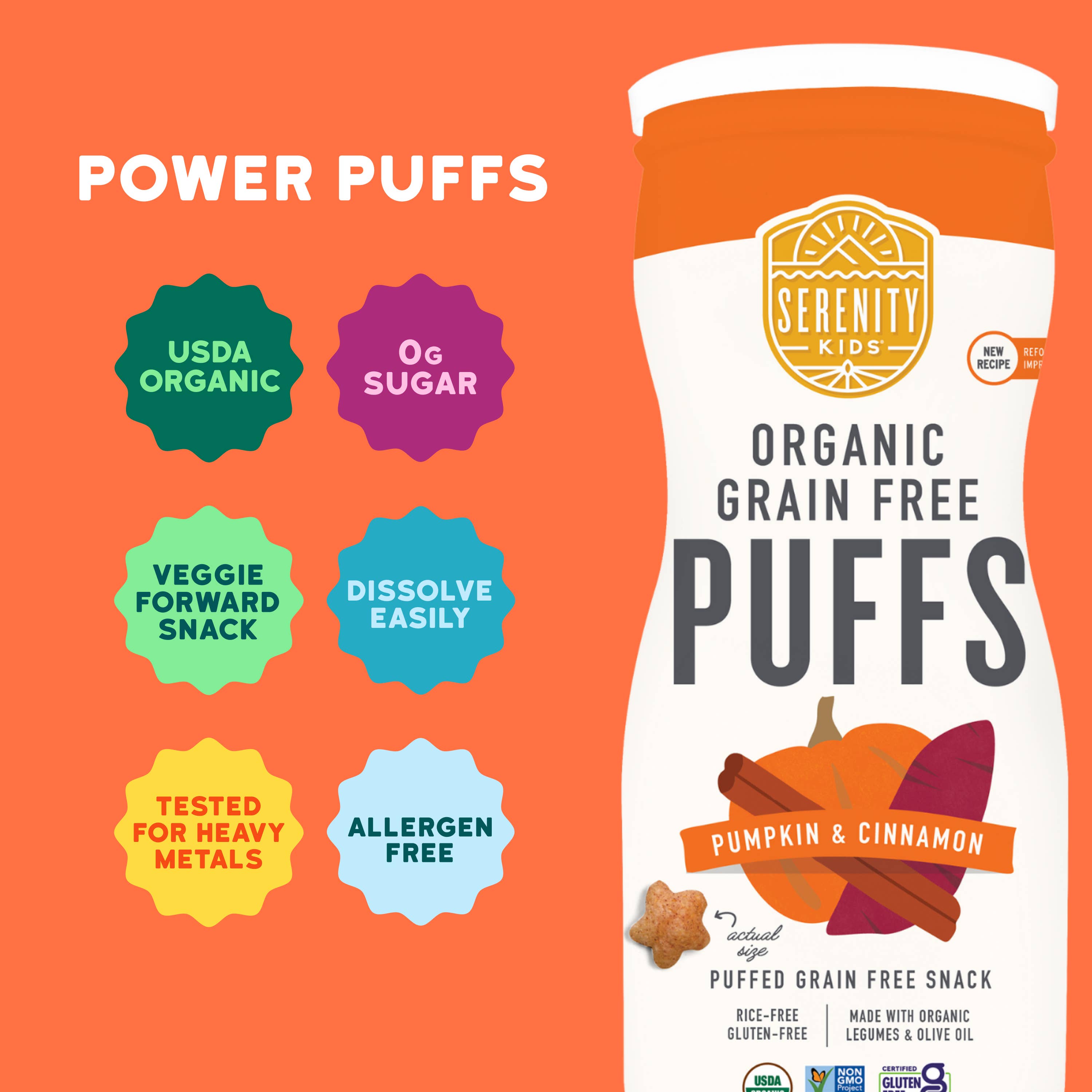 Serenity Kids - Wholesale Puffed Snack - Pumpkin & Cinnamon Organic Grain Free Puffs (6 Cans)3