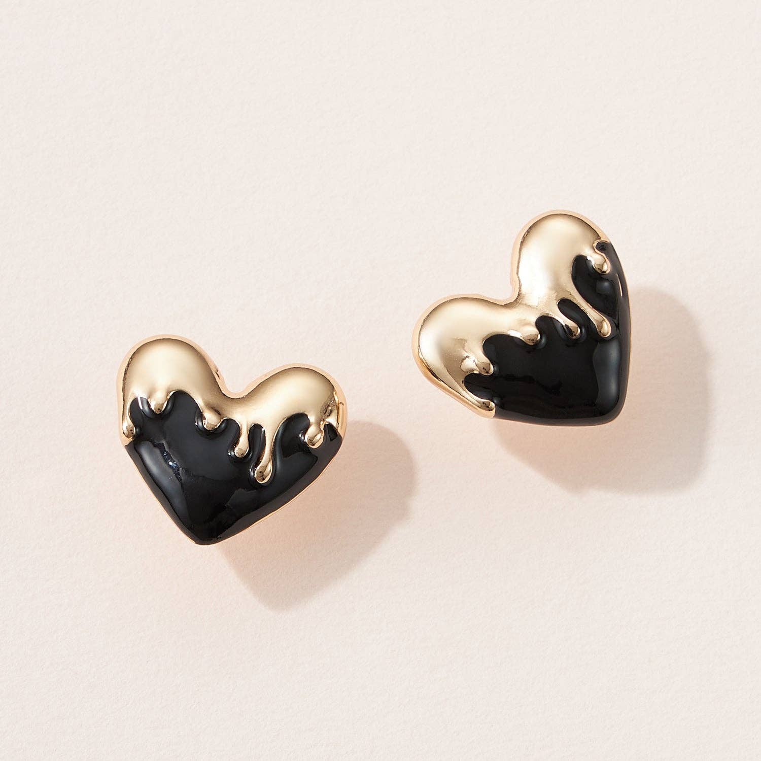 Frem – wholesale Stud/post earrings – Gold Drip Heart Stud Earrings – Bold Colors1