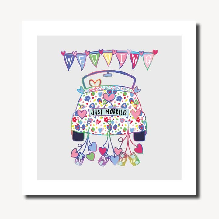 Pretty Lilly Wedding Car Square lykønskningskort for engroshandel hos Marina B