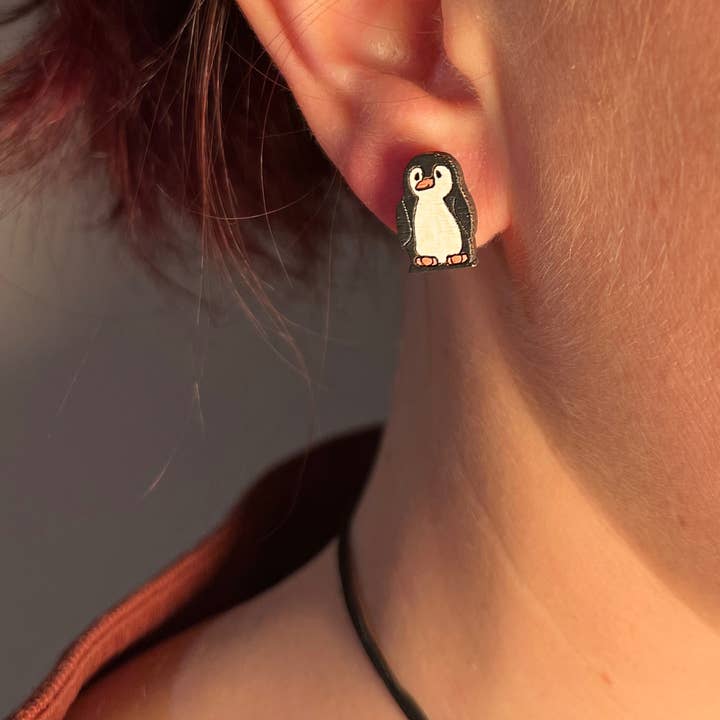 Penguin Stud Earrings for wholesale by All the Colour