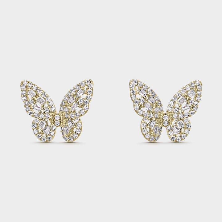 BUTTERFLY EARRINGS IN GOLD-PLATED SILVER for wholesale by Itemporality