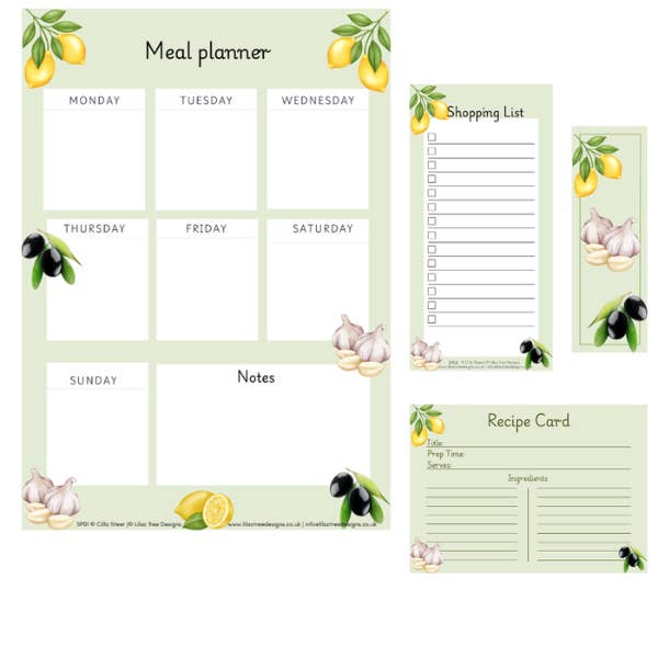 Set di Ricette per Pianificatore di Pasti per la vendita all'ingrosso da parte di Lilac Tree Designs