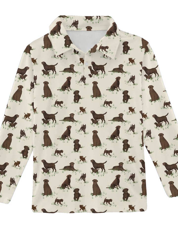Chocolate Lab Dogs - Long Sleeve Polo Shirt for wholesale by Goosies