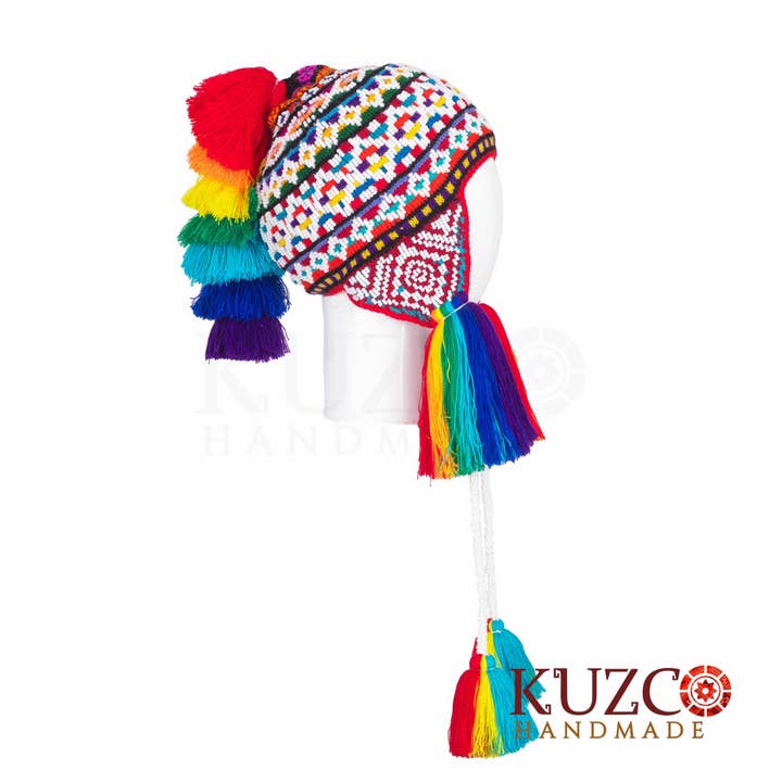 KuzcoHandmade - Vente Bonnet – femme - Casquette andine traditionnelle Chullo perlée Q'Ero authentique3