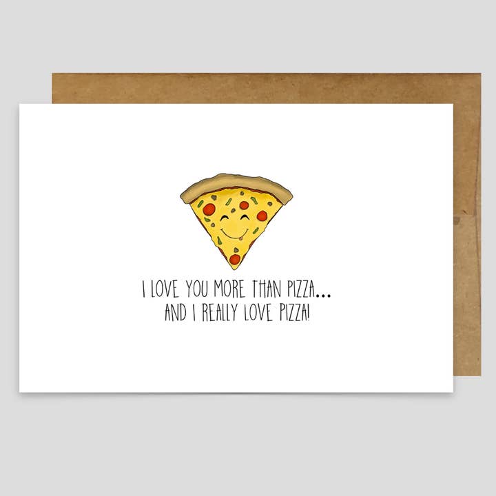 Amo-te Mais do que Pizza - Cartão de Saudação por atacado de Kevin & Kaia