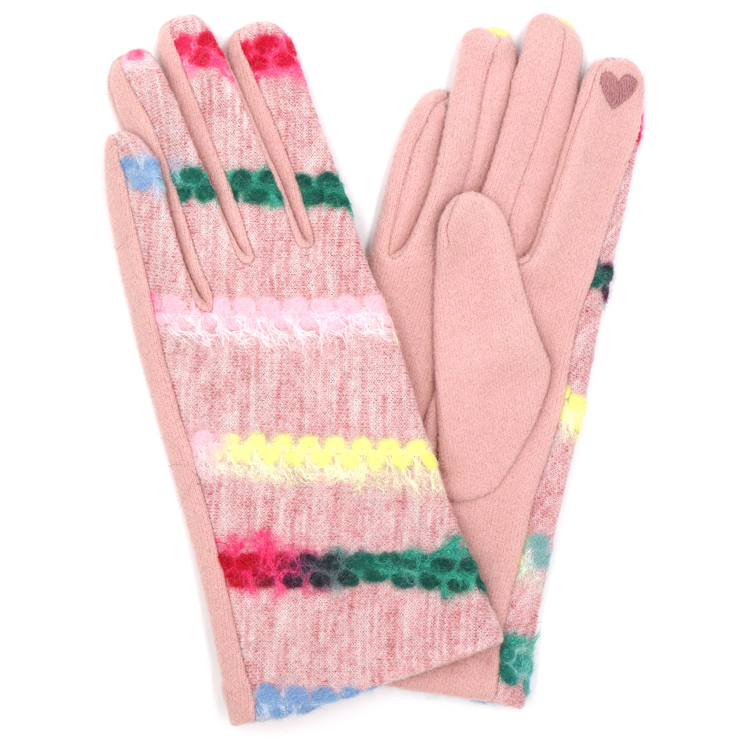 Hana - Vente Gants – femme - Gants d'hiver à motif de fil multicolore avec fonction tactile intelligente3